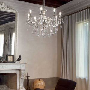 IDEAL LUX Κρεμαστό Φωτιστικό IMPERO 8xE14 Ασημί Χρώματος – 014395