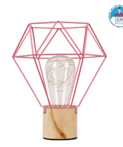 GloboStar® ANTLER 01442 Μοντέρνο Επιτραπέζιο Φωτιστικό Γραφείου LED USB DC 5V Μονόφωτο Μεταλλικό Ροζ με Ξύλινη Βάση Θερμό Λευκό 3000K Φ19 x Μ19 x Π19 x Υ23cm