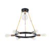 GloboStar® SAILOR 01445 Μοντέρνο Φωτιστικό Οροφής Πολύφωτο 7 x E27 Μαύρο – Χρυσό Μεταλλικό Πλέγμα Φ55 x Y55cm
