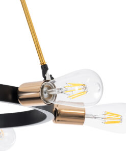 GloboStar® SAILOR 01445 Μοντέρνο Φωτιστικό Οροφής Πολύφωτο 7 x E27 Μαύρο – Χρυσό Μεταλλικό Πλέγμα Φ55 x Y55cm