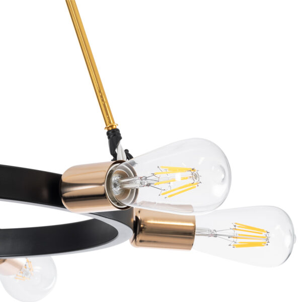 GloboStar® SAILOR 01445 Μοντέρνο Φωτιστικό Οροφής Πολύφωτο 7 x E27 Μαύρο – Χρυσό Μεταλλικό Πλέγμα Φ55 x Y55cm