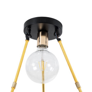 GloboStar® SAILOR 01445 Μοντέρνο Φωτιστικό Οροφής Πολύφωτο 7 x E27 Μαύρο – Χρυσό Μεταλλικό Πλέγμα Φ55 x Y55cm