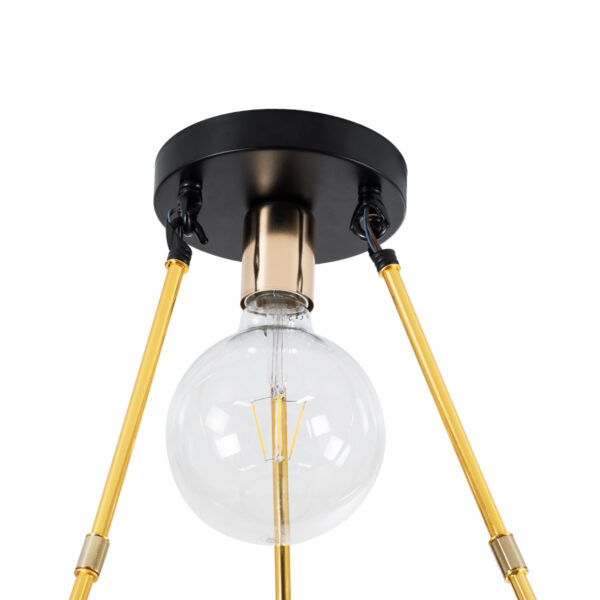 GloboStar® SAILOR 01445 Μοντέρνο Φωτιστικό Οροφής Πολύφωτο 7 x E27 Μαύρο – Χρυσό Μεταλλικό Πλέγμα Φ55 x Y55cm