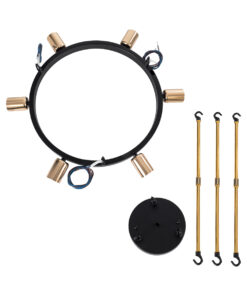 GloboStar® SAILOR 01445 Μοντέρνο Φωτιστικό Οροφής Πολύφωτο 7 x E27 Μαύρο – Χρυσό Μεταλλικό Πλέγμα Φ55 x Y55cm