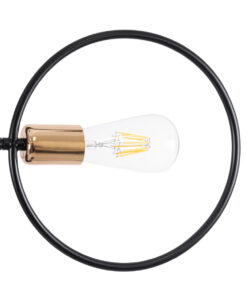 GloboStar® NEXUS 01446 Μοντέρνο Industrial Φωτιστικό Οροφής Πολύφωτο 6 x E27 Μαύρο με Χρυσές Λεπτομέρειες Μεταλλικό Πλέγμα Φ46 x Y74cm