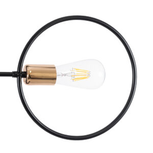 GloboStar® NEXUS 01446 Μοντέρνο Industrial Φωτιστικό Οροφής Πολύφωτο 6 x E27 Μαύρο με Χρυσές Λεπτομέρειες Μεταλλικό Πλέγμα Φ46 x Y74cm