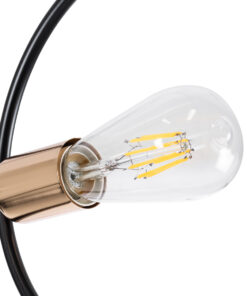 GloboStar® NEXUS 01446 Μοντέρνο Industrial Φωτιστικό Οροφής Πολύφωτο 6 x E27 Μαύρο με Χρυσές Λεπτομέρειες Μεταλλικό Πλέγμα Φ46 x Y74cm