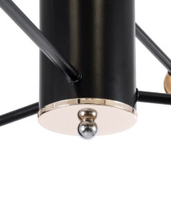 GloboStar® NEXUS 01446 Μοντέρνο Industrial Φωτιστικό Οροφής Πολύφωτο 6 x E27 Μαύρο με Χρυσές Λεπτομέρειες Μεταλλικό Πλέγμα Φ46 x Y74cm