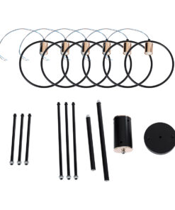 GloboStar® NEXUS 01446 Μοντέρνο Industrial Φωτιστικό Οροφής Πολύφωτο 6 x E27 Μαύρο με Χρυσές Λεπτομέρειες Μεταλλικό Πλέγμα Φ46 x Y74cm