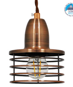 GloboStar® MANHATTAN 01453 Μοντέρνο Industrial Κρεμαστό Φωτιστικό Οροφής Μονόφωτο 1 x E27 Μεταλλικό Χάλκινο Καμπάνα Φ11 x Υ14cm