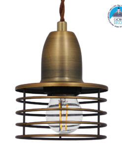 GloboStar® MANHATTAN 01454 Μοντέρνο Industrial Κρεμαστό Φωτιστικό Οροφής Μονόφωτο 1 x E27 Μεταλλικό Χρυσό Καμπάνα Φ11 x Υ14cm