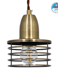 GloboStar® MANHATTAN 01455 Μοντέρνο Industrial Κρεμαστό Φωτιστικό Οροφής Μονόφωτο 1 x E27 Μεταλλικό Μπρούτζινο Καμπάνα Φ11 x Υ14cm