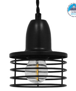 GloboStar® MANHATTAN 01456 Μοντέρνο Industrial Κρεμαστό Φωτιστικό Οροφής Μονόφωτο 1 x E27 Μεταλλικό Μαύρο Καμπάνα Φ11 x Υ14cm