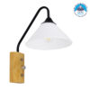 GloboStar® ALESSIA 01457 Μοντέρνο Φωτιστικό Τοίχου Απλίκα Μονόφωτο Μαύρο Λευκό με Ξύλινη Βάση και Διακόπτη ON/OFF Μεταλλικό Φ18 x Y29cm