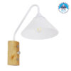 GloboStar® ALESSIA 01458 Μοντέρνο Φωτιστικό Τοίχου Απλίκα Μονόφωτο Λευκό με Ξύλινη Βάση και Διακόπτη ON/OFF Μεταλλικό Φ18 x Y29cm