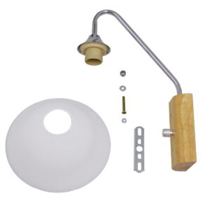 GloboStar® ALESSIA 01458 Μοντέρνο Φωτιστικό Τοίχου Απλίκα Μονόφωτο Λευκό με Ξύλινη Βάση και Διακόπτη ON/OFF Μεταλλικό Φ18 x Y29cm