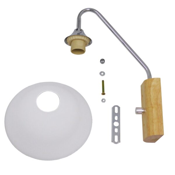 GloboStar® ALESSIA 01457 Μοντέρνο Φωτιστικό Τοίχου Απλίκα Μονόφωτο Μαύρο Λευκό με Ξύλινη Βάση και Διακόπτη ON/OFF Μεταλλικό Φ18 x Y29cm