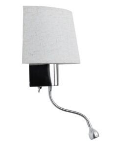 GloboStar® ELEGANT 01493 Μοντέρνο Φωτιστικό Τοίχου Απλίκα Μεταλλικό Χρώμιο Νίκελ με Λευκό Ύφασμα Δίφωτο 1xE27 – Ρυθμίζόμενο Σώμα Σπιράλ με CREE LED 3W Θερμό Λευκό 2700K – Διακόπτες On / Off Μ26.5 x Π15 x Υ43cm