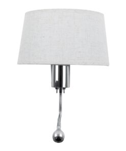 GloboStar® ELEGANT 01493 Μοντέρνο Φωτιστικό Τοίχου Απλίκα Μεταλλικό Χρώμιο Νίκελ με Λευκό Ύφασμα Δίφωτο 1xE27 – Ρυθμίζόμενο Σώμα Σπιράλ με CREE LED 3W Θερμό Λευκό 2700K – Διακόπτες On / Off Μ26.5 x Π15 x Υ43cm