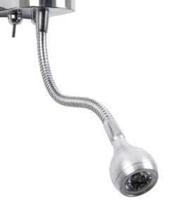 GloboStar® ELEGANT 01493 Μοντέρνο Φωτιστικό Τοίχου Απλίκα Μεταλλικό Χρώμιο Νίκελ με Λευκό Ύφασμα Δίφωτο 1xE27 – Ρυθμίζόμενο Σώμα Σπιράλ με CREE LED 3W Θερμό Λευκό 2700K – Διακόπτες On / Off Μ26.5 x Π15 x Υ43cm