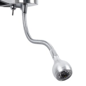 GloboStar® ELEGANT 01493 Μοντέρνο Φωτιστικό Τοίχου Απλίκα Μεταλλικό Χρώμιο Νίκελ με Λευκό Ύφασμα Δίφωτο 1xE27 – Ρυθμίζόμενο Σώμα Σπιράλ με CREE LED 3W Θερμό Λευκό 2700K – Διακόπτες On / Off Μ26.5 x Π15 x Υ43cm