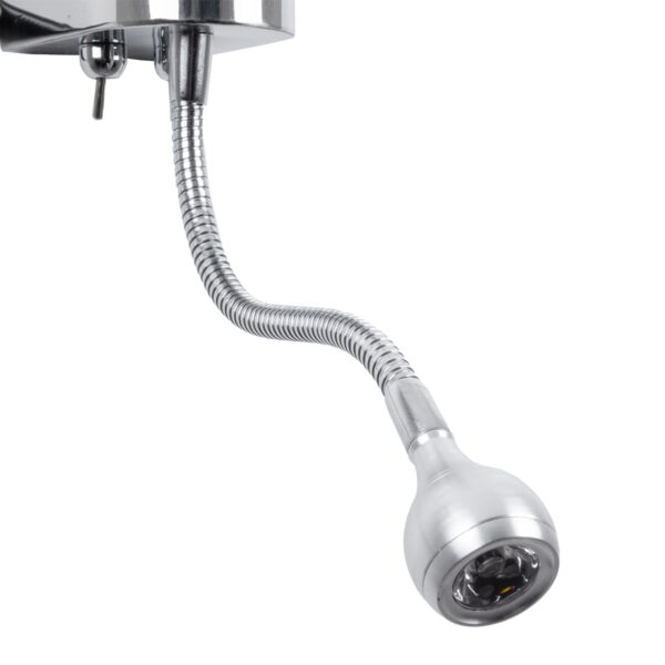 GloboStar® ELEGANT 01493 Μοντέρνο Φωτιστικό Τοίχου Απλίκα Μεταλλικό Χρώμιο Νίκελ με Λευκό Ύφασμα Δίφωτο 1xE27 – Ρυθμίζόμενο Σώμα Σπιράλ με CREE LED 3W Θερμό Λευκό 2700K – Διακόπτες On / Off Μ26.5 x Π15 x Υ43cm
