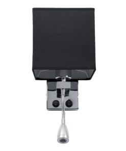 GloboStar® ELEGANT 01494 Μοντέρνο Φωτιστικό Τοίχου Απλίκα Μεταλλικό Χρώμιο Νίκελ με Μαύρο Ύφασμα Δίφωτο 1xE27 – Ρυθμίζόμενο Σώμα Σπιράλ με CREE LED 3W Θερμό Λευκό 2700K – Διακόπτες On / Off Μ17 x Π21 x Υ43cm