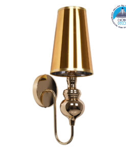 GloboStar® LAURA 01497 Μοντέρνο Φωτιστικό Τοίχου Απλίκα Μονόφωτο Μεταλλικό Χρυσό Φ15 x Μ15 x Π21 x Y48cm