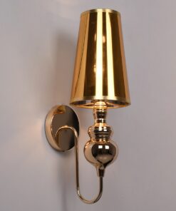 GloboStar® LAURA 01497 Μοντέρνο Φωτιστικό Τοίχου Απλίκα Μονόφωτο Μεταλλικό Χρυσό Φ15 x Μ15 x Π21 x Y48cm