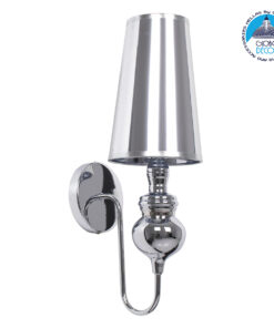 GloboStar® LAURA 01498 Μοντέρνο Φωτιστικό Τοίχου Απλίκα Μονόφωτο Μεταλλικό Ασημί Νίκελ Φ15 x Μ15 x Π21 x Y48cm