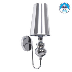 GloboStar® LAURA 01498 Μοντέρνο Φωτιστικό Τοίχου Απλίκα Μονόφωτο Μεταλλικό Ασημί Νίκελ Φ15 x Μ15 x Π21 x Y48cm