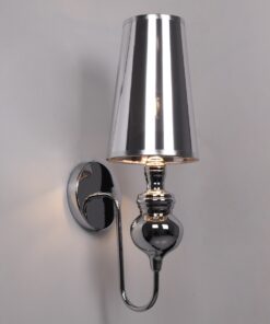 GloboStar® LAURA 01498 Μοντέρνο Φωτιστικό Τοίχου Απλίκα Μονόφωτο Μεταλλικό Ασημί Νίκελ Φ15 x Μ15 x Π21 x Y48cm