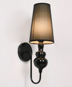 GloboStar® LAURA 01500 Μοντέρνο Φωτιστικό Τοίχου Απλίκα Μονόφωτο Μεταλλικό Μαύρο Φ15 x Μ15 x Π21 x Y48cm