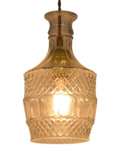GloboStar® WHISKEY 01513 Vintage Κρεμαστό Φωτιστικό Οροφής Μονόφωτο 1 x E27 Γυάλινο Διάφανο Φ13 x Υ22cm