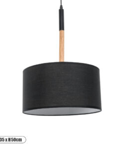 GloboStar® BRONX 01517 Μοντέρνο Κρεμαστό Φωτιστικό Οροφής Μονόφωτο 1 x E27 Μεταλλικό με Μαύρο Καπέλο Φ35 x Y50cm