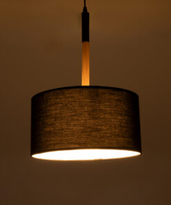 GloboStar® BRONX 01517 Μοντέρνο Κρεμαστό Φωτιστικό Οροφής Μονόφωτο 1 x E27 Μεταλλικό με Μαύρο Καπέλο Φ35 x Y50cm