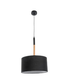 GloboStar® BRONX 01517 Μοντέρνο Κρεμαστό Φωτιστικό Οροφής Μονόφωτο 1 x E27 Μεταλλικό με Μαύρο Καπέλο Φ35 x Y50cm