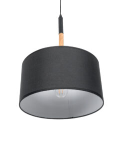 GloboStar® BRONX 01517 Μοντέρνο Κρεμαστό Φωτιστικό Οροφής Μονόφωτο 1 x E27 Μεταλλικό με Μαύρο Καπέλο Φ35 x Y50cm