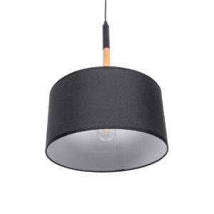 GloboStar® BRONX 01517 Μοντέρνο Κρεμαστό Φωτιστικό Οροφής Μονόφωτο 1 x E27 Μεταλλικό με Μαύρο Καπέλο Φ35 x Y50cm