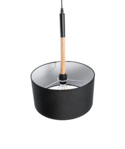 GloboStar® BRONX 01517 Μοντέρνο Κρεμαστό Φωτιστικό Οροφής Μονόφωτο 1 x E27 Μεταλλικό με Μαύρο Καπέλο Φ35 x Y50cm