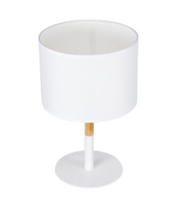 GloboStar® BRONX 01520 Μοντέρνο Επιτραπέζιο Φωτιστικό Πορτατίφ Μονόφωτο 1 x E27 Λευκό Μεταλλικό με Καπέλο Φ25xY40cm