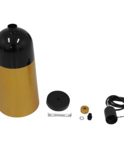 GloboStar® PALAZZO 01523 Μοντέρνο Κρεμαστό Φωτιστικό Οροφής Μονόφωτο 1 x E27 Μαύρο – Χρυσό Μεταλλικό Καμπάνα Φ14 x Υ34cm