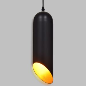 GloboStar® CARSON 01527 Μοντέρνο Κρεμαστό Φωτιστικό Οροφής Μονόφωτο 1 x E27 Μαύρο – Χρυσό Μεταλλικό Καμπάνα Φ10 x Υ38cm