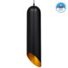 GloboStar® CARSON 01529 Μοντέρνο Κρεμαστό Φωτιστικό Οροφής Μονόφωτο 1 x E27 Μαύρο – Χρυσό Μεταλλικό Καμπάνα Φ15 x Υ68cm