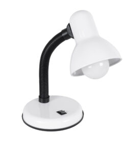 GloboStar® STUDENT WHITE 01531 Μοντέρνο Επιτραπέζιο Φωτιστικό Γραφείου Μονόφωτο 1 x E27 Λευκό Μεταλλικό με Διακόπτη ΟN/OFF Καμπάνα Φ12 x Υ32cm