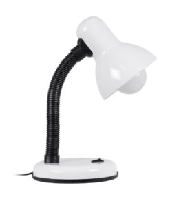 GloboStar® STUDENT WHITE 01531 Μοντέρνο Επιτραπέζιο Φωτιστικό Γραφείου Μονόφωτο 1 x E27 Λευκό Μεταλλικό με Διακόπτη ΟN/OFF Καμπάνα Φ12 x Υ32cm