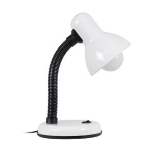 GloboStar® STUDENT WHITE 01531 Μοντέρνο Επιτραπέζιο Φωτιστικό Γραφείου Μονόφωτο 1 x E27 Λευκό Μεταλλικό με Διακόπτη ΟN/OFF Καμπάνα Φ12 x Υ32cm