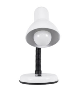 GloboStar® STUDENT WHITE 01531 Μοντέρνο Επιτραπέζιο Φωτιστικό Γραφείου Μονόφωτο 1 x E27 Λευκό Μεταλλικό με Διακόπτη ΟN/OFF Καμπάνα Φ12 x Υ32cm