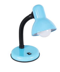 GloboStar® STUDENT BLUE 01532 Μοντέρνο Επιτραπέζιο Φωτιστικό Γραφείου Μονόφωτο 1 x E27 Θαλασσί με Λευκό Μεταλλικό με Διακόπτη ΟN/OFF Καμπάνα Φ12 x Υ32cm