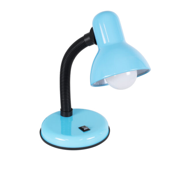 GloboStar® STUDENT BLUE 01532 Μοντέρνο Επιτραπέζιο Φωτιστικό Γραφείου Μονόφωτο 1 x E27 Θαλασσί με Λευκό Μεταλλικό με Διακόπτη ΟN/OFF Καμπάνα Φ12 x Υ32cm